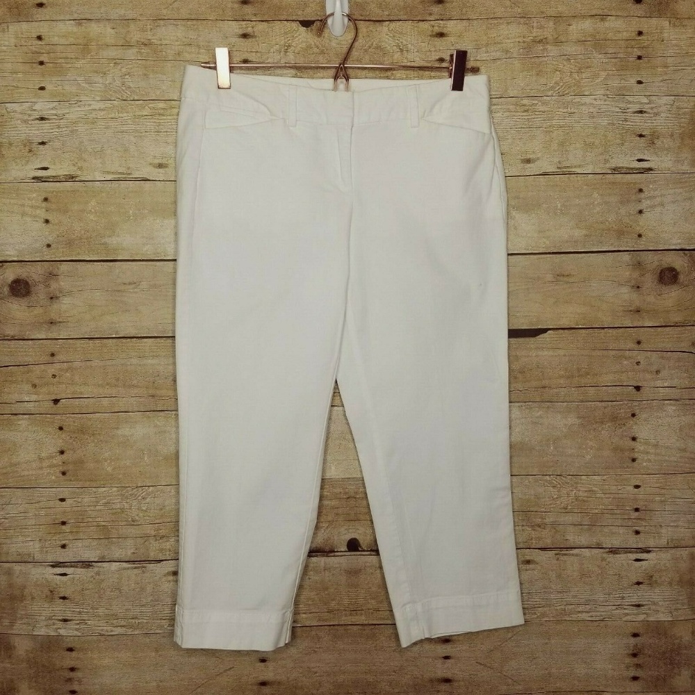 Ann Taylor LOFT Womens 4 Petite White Crop Pants